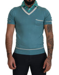Dolce & Gabbana Elegant Silk Polo Tee with Boat Collar Print