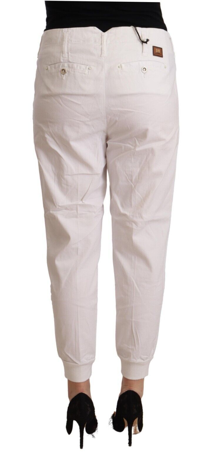 Pantalones met Chic blancos, tobilleros y con corte ajustado
