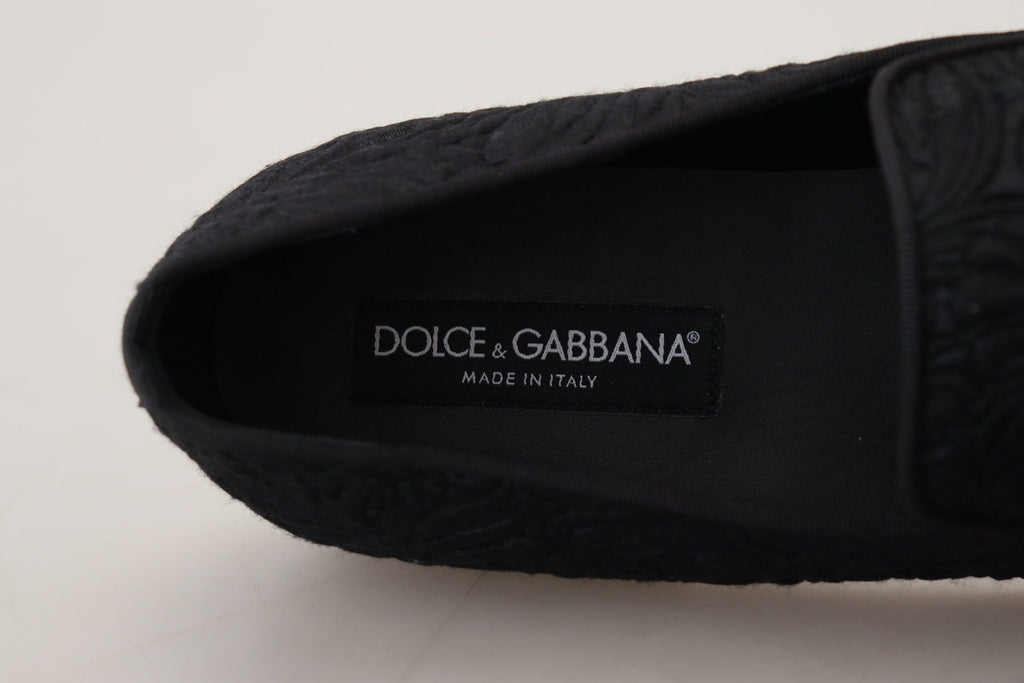 Mocasines planos deslizables Dolce & Gabbana de jacquard negro elegantes