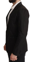 Chaqueta Blazer Elegante Negra de Mezcla de Algodón y Lana Dolce & Gabbana