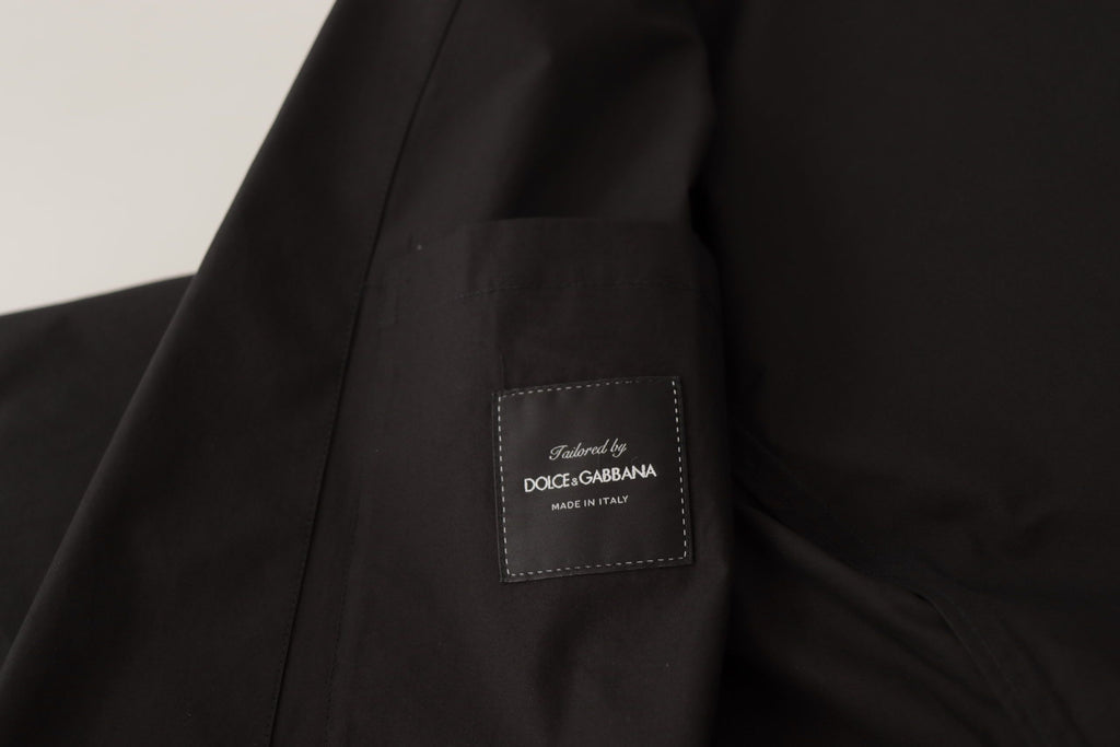 Chaqueta Blazer Elegante Negra de Mezcla de Algodón y Lana Dolce & Gabbana