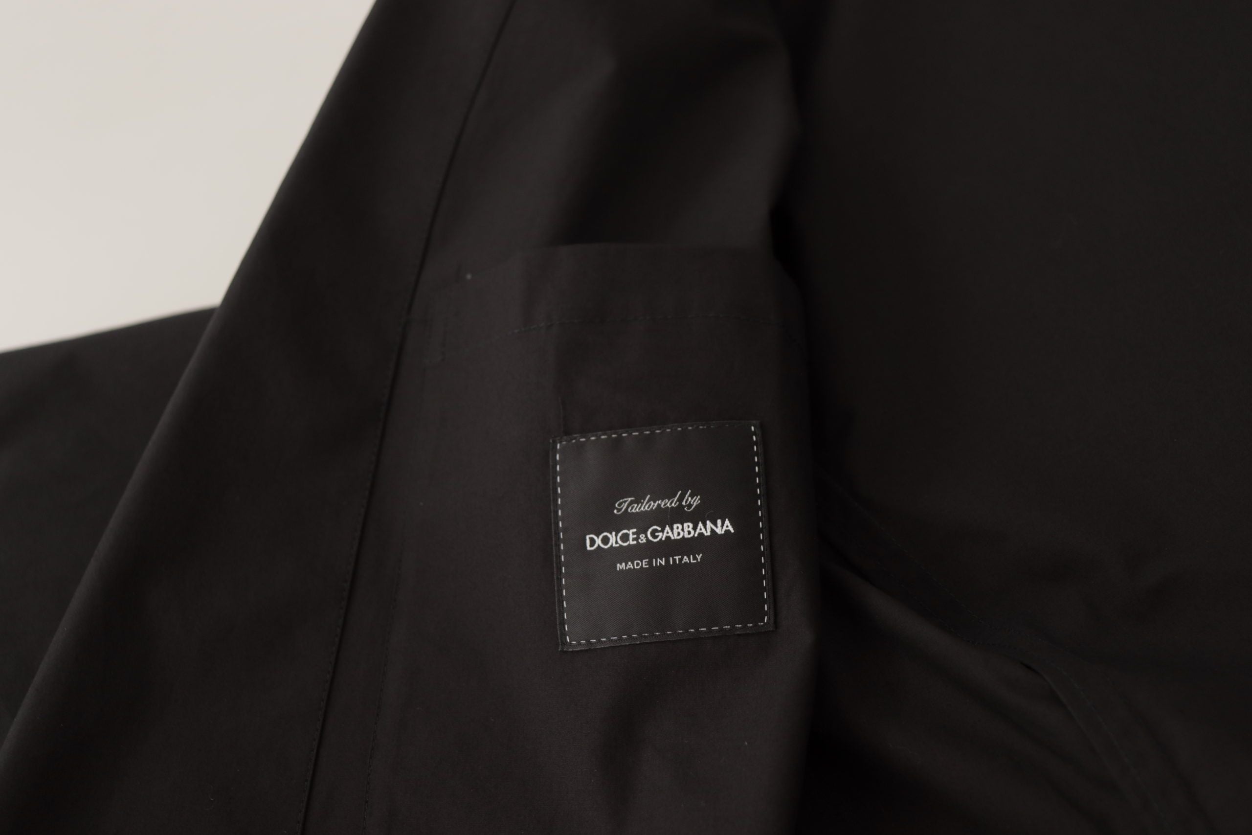 Chaqueta Blazer Elegante Negra de Mezcla de Algodón y Lana Dolce & Gabbana