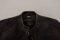 Chaqueta elegante de cuero negro Dolce & Gabbana con detalles plateados
