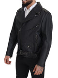 Chaqueta de motociclista Dolce & Gabbana elegante de cuero negro