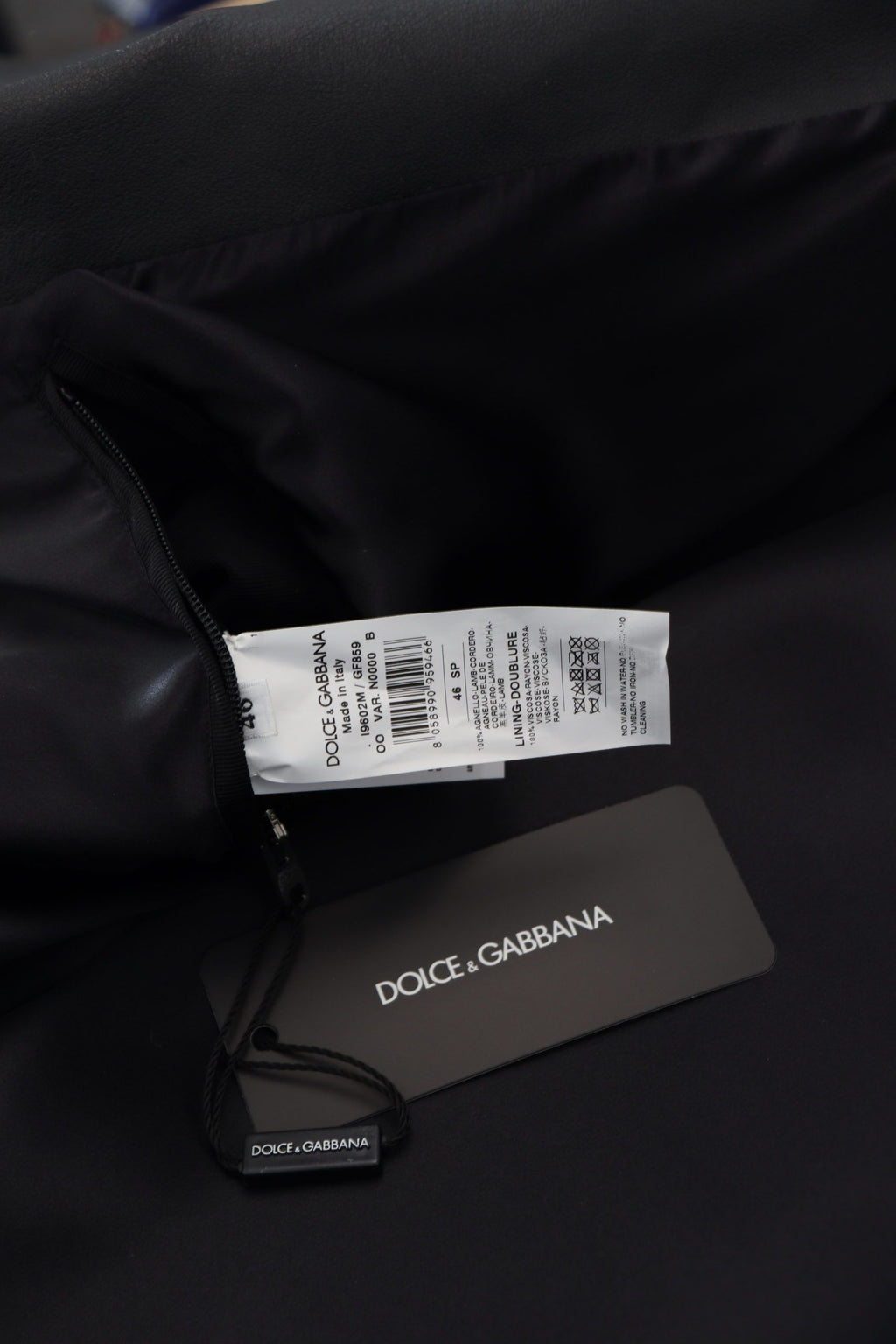 Chaqueta de motociclista Dolce & Gabbana elegante de cuero negro