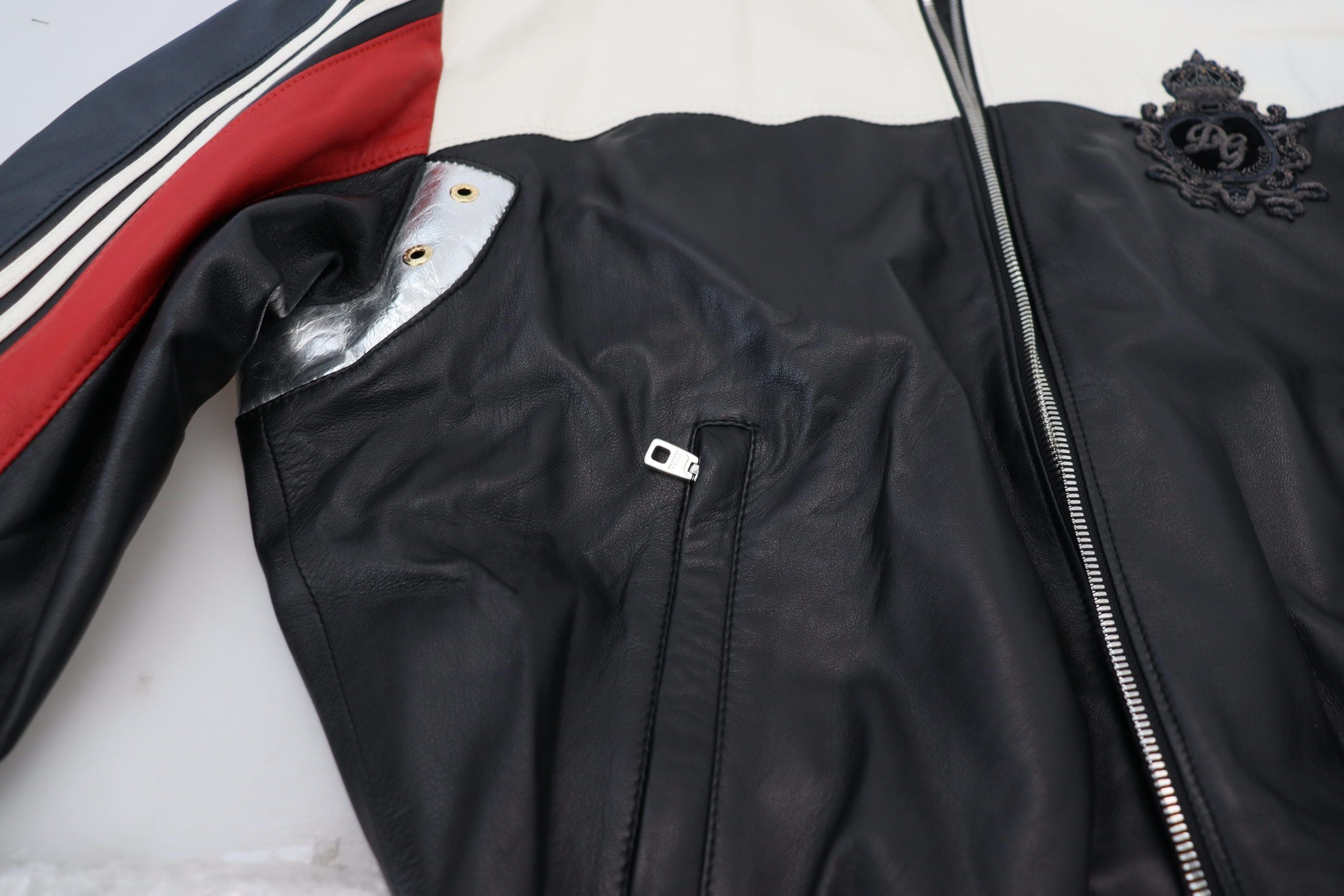 Chaqueta Bomber con Capucha Dolce & Gabbana Elite de Cuero Negro