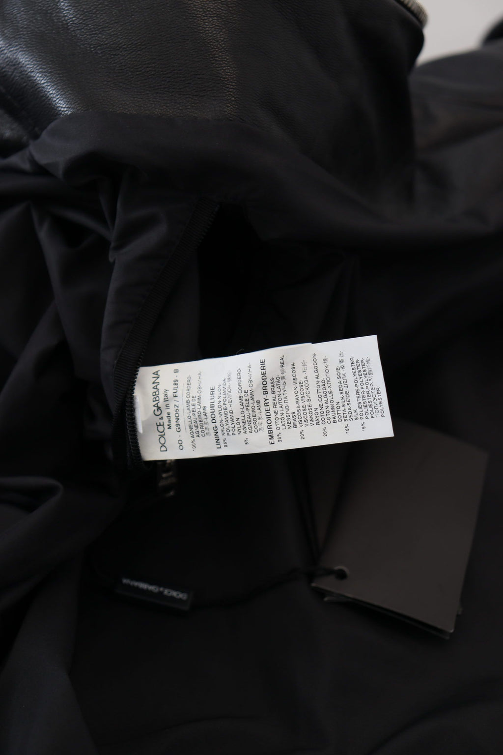 Chaqueta Bomber con Capucha Dolce & Gabbana Elite de Cuero Negro