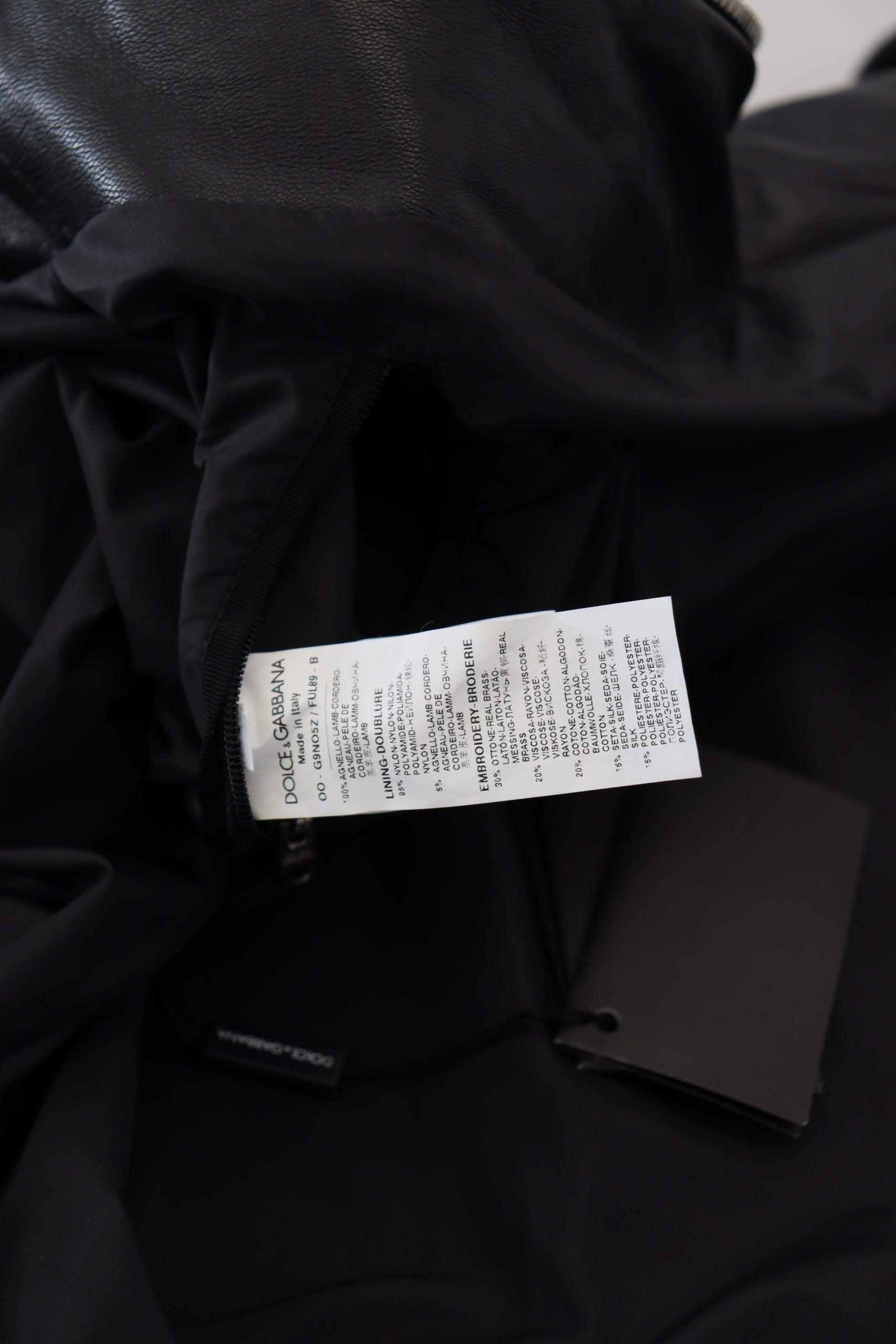 Chaqueta Bomber con Capucha Dolce & Gabbana Elite de Cuero Negro