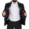Chaqueta elegante de lana mezclada negra con cremallera completa de Dolce & Gabbana