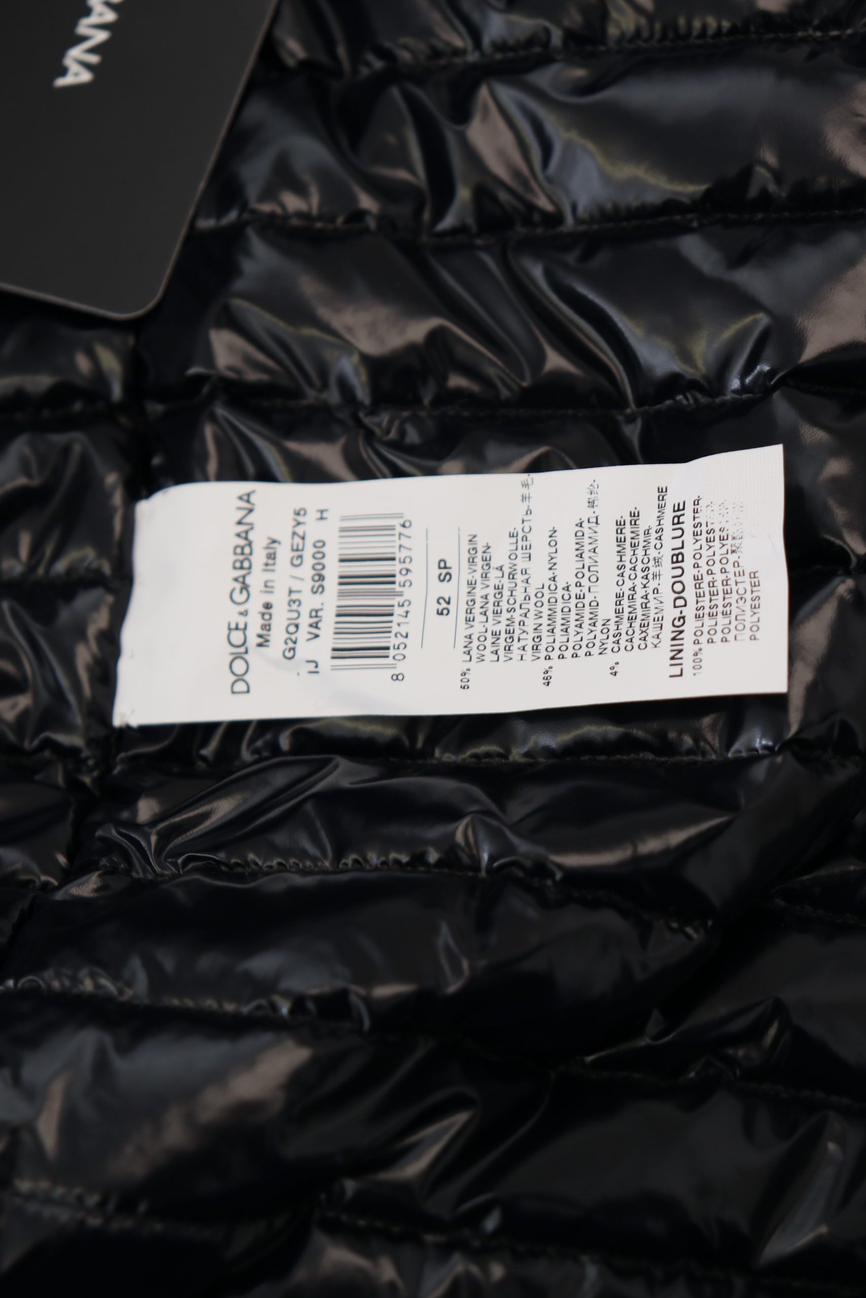 Chaqueta elegante de lana mezclada negra con cremallera completa de Dolce & Gabbana