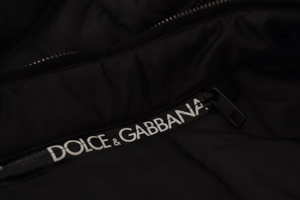 Chaqueta de invierno con capucha elegante negra Dolce & Gabbana