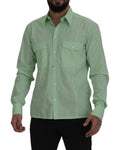 Camisa casual de corte entallado con botones y color verde menta de Dolce & Gabbana