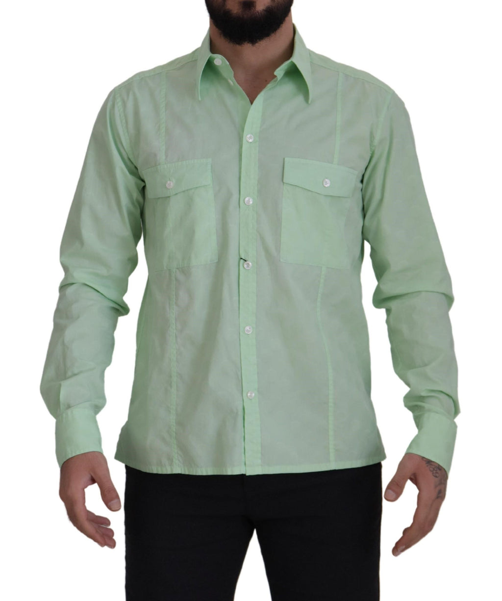 Camisa casual de corte entallado con botones y color verde menta de Dolce & Gabbana