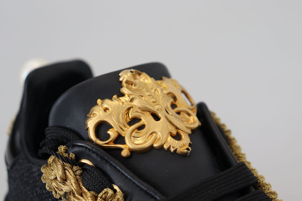 Zapatillas de cuero Portofino elegantes de Dolce & Gabbana en negro