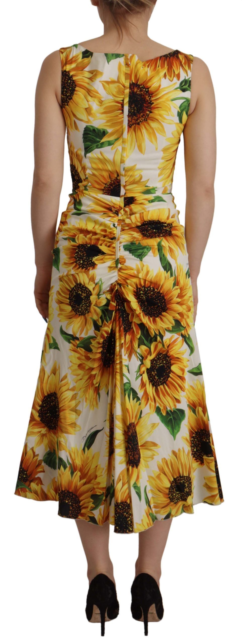 Vestido midi Dolce & Gabbana elegante con estampado floral blanco