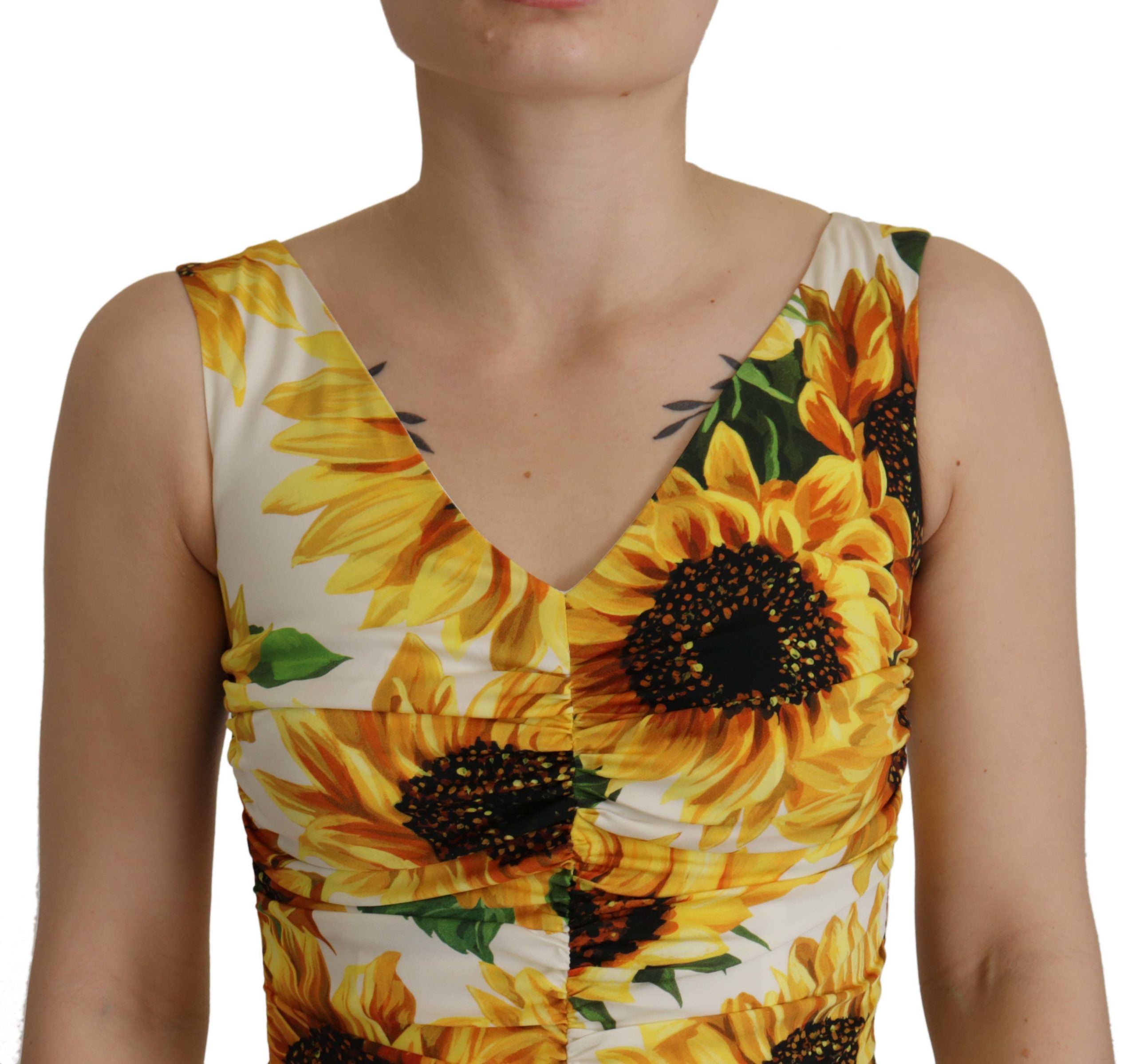 Vestido midi Dolce & Gabbana elegante con estampado floral blanco