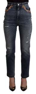 Dolce & Gabbana High Waist Skinny Designer Jeans in Blue