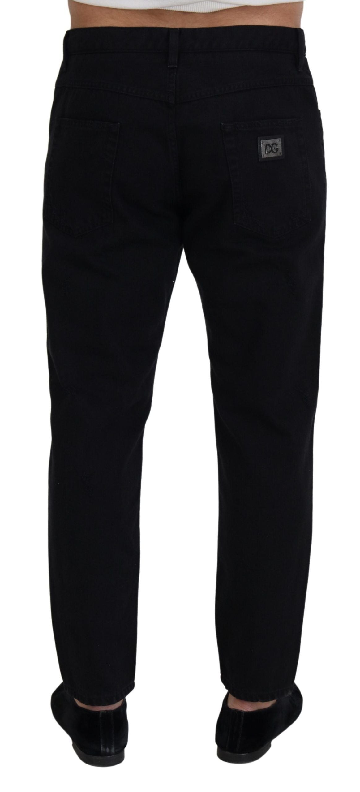 Dolce & Gabbana Elegantes Jeans Italianos Negros de Corte Holgado