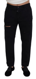 Dolce & Gabbana Elegantes Jeans Italianos Negros de Corte Holgado