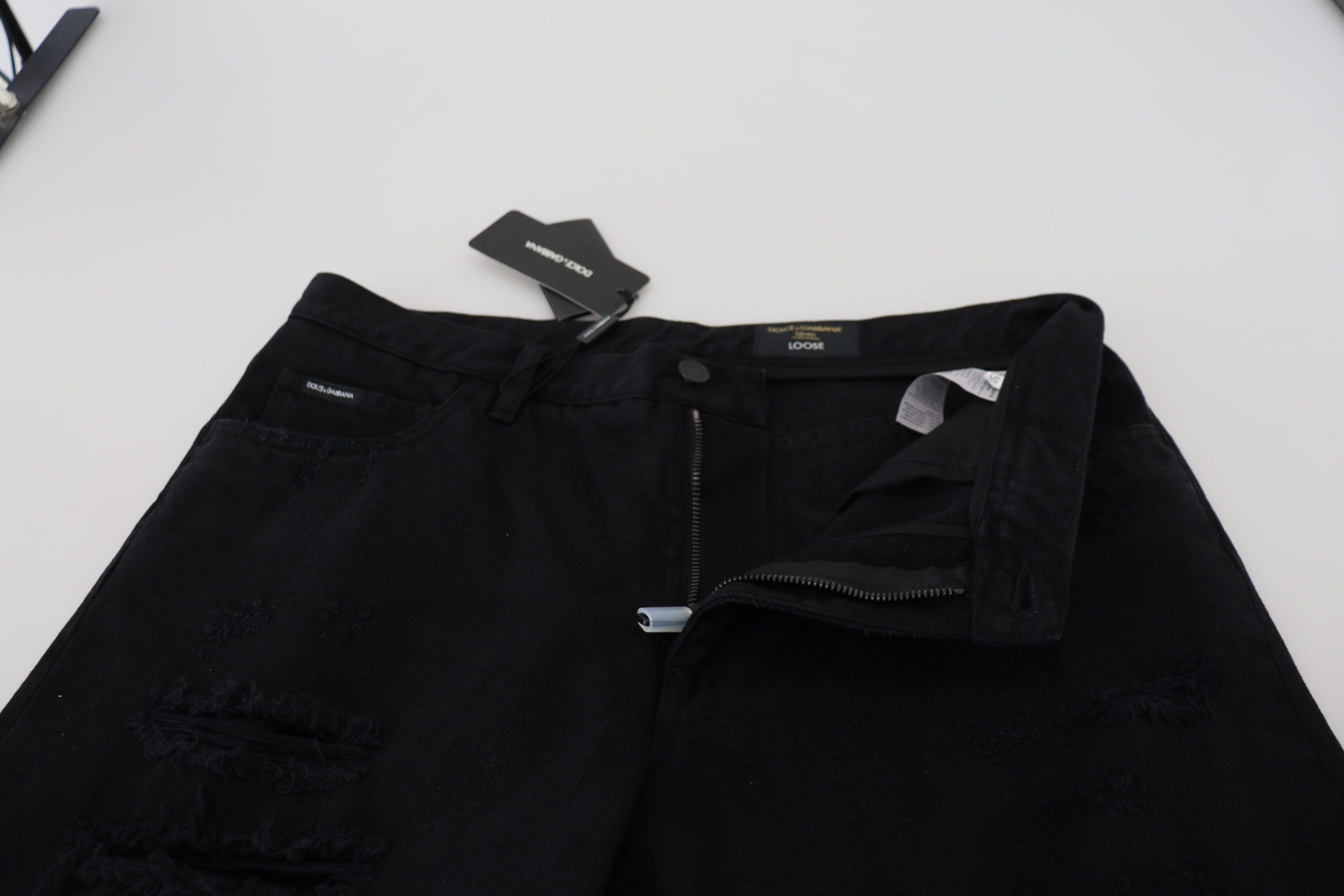 Dolce & Gabbana Elegantes Jeans Italianos Negros de Corte Holgado
