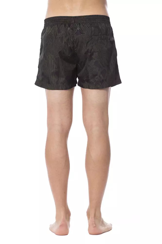 Roberto Cavalli Sport Army Polyester Men's Swim Trunk