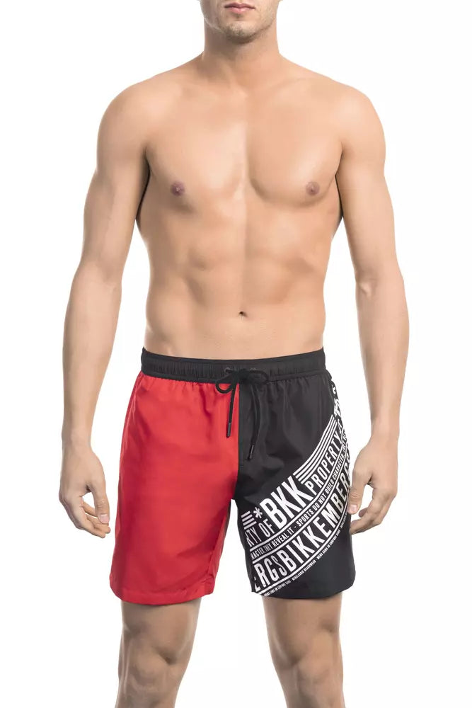 Bañador corto de poliéster rojo para hombre Bikkembergs