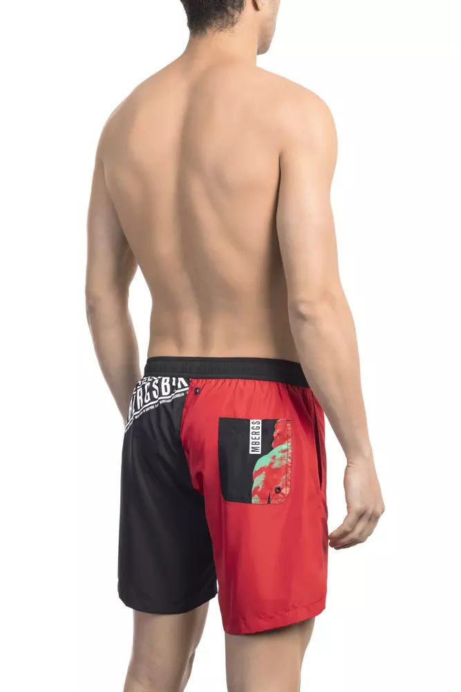 Bañador corto de poliéster rojo para hombre Bikkembergs