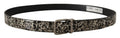 Dolce & Gabbana Elegant Black Marble Print Leather Belt