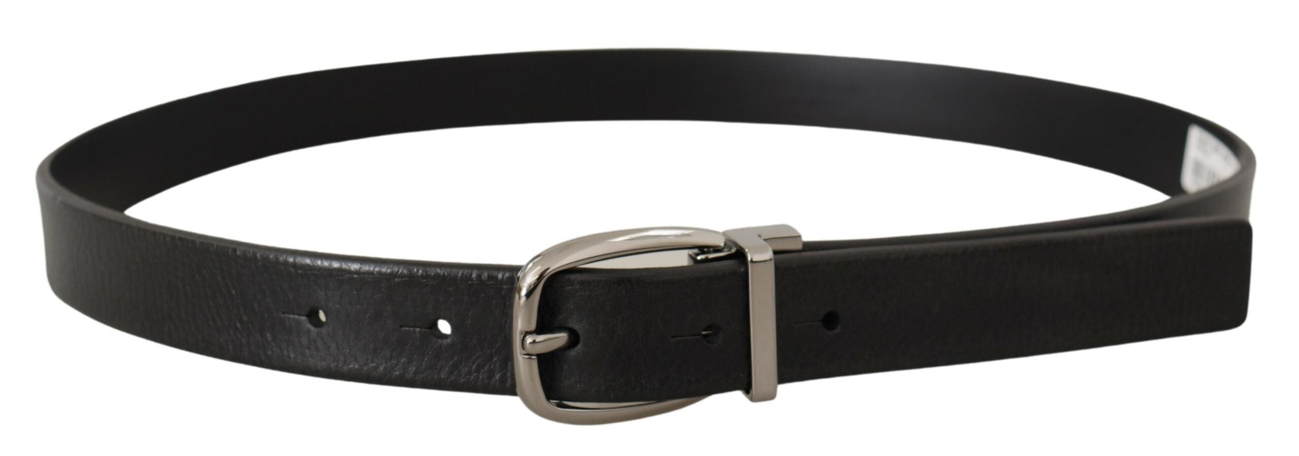 Cinturón Dolce & Gabbana elegante de cuero negro con hebilla metálica