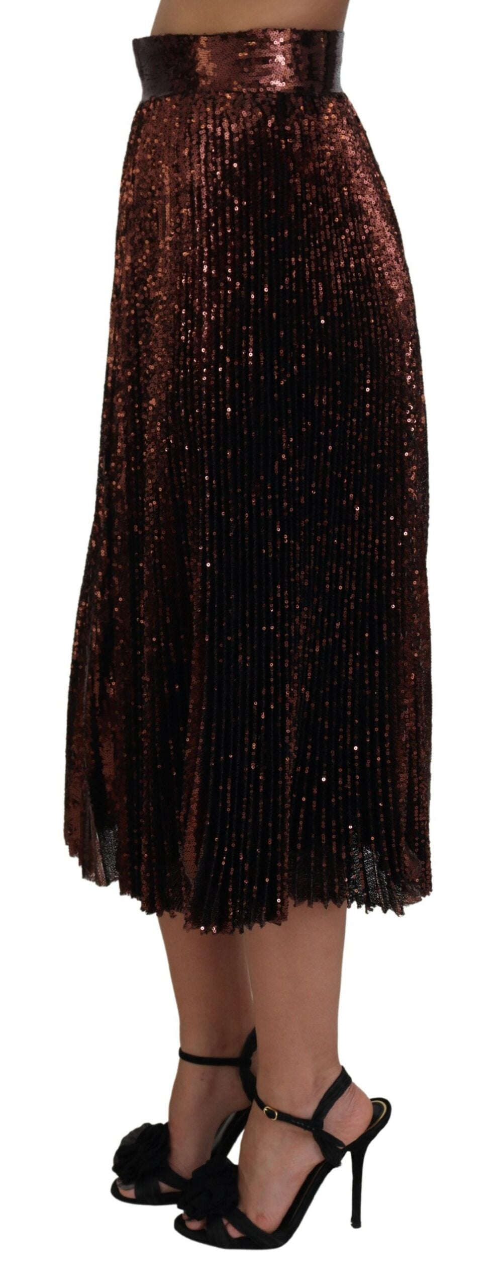 Falda midi elegante de talle alto con línea A de Dolce & Gabbana