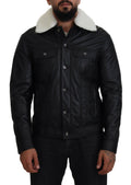 Chaqueta Bomber Dolce & Gabbana Elegante de Cuero Negro