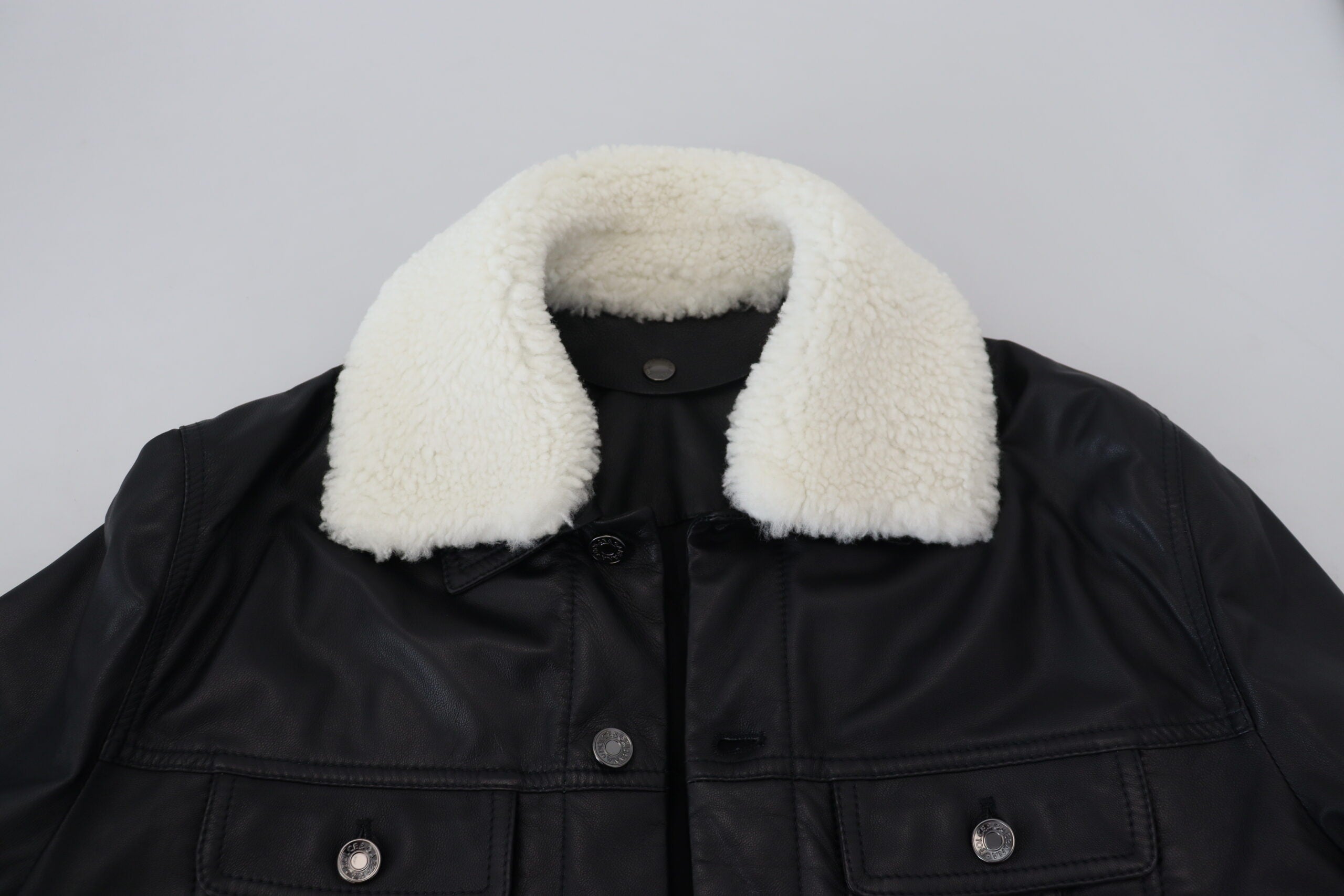 Chaqueta Bomber Dolce & Gabbana Elegante de Cuero Negro