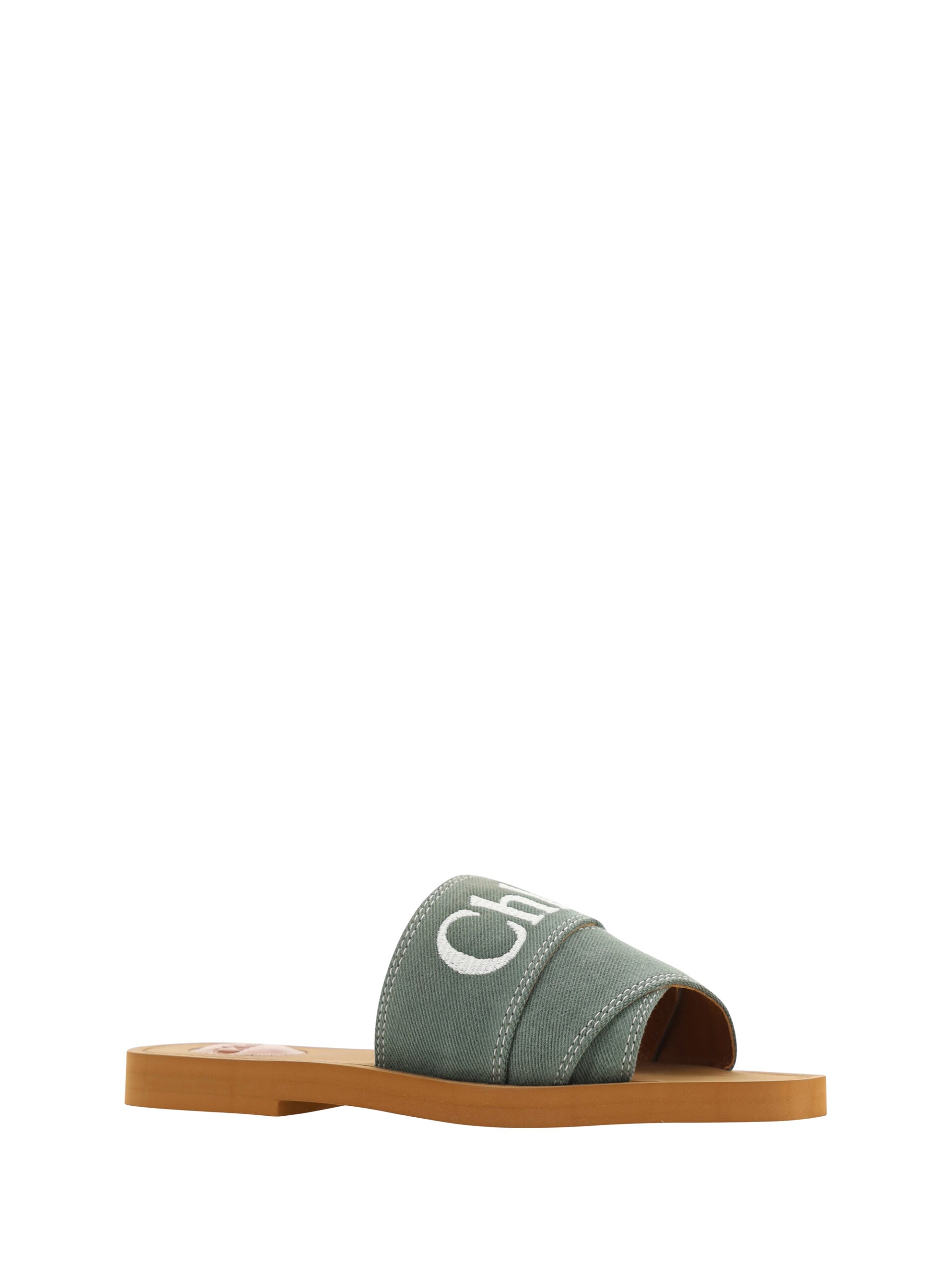 Chloé Sandalias de Algodón Verde Bosque Elegantes