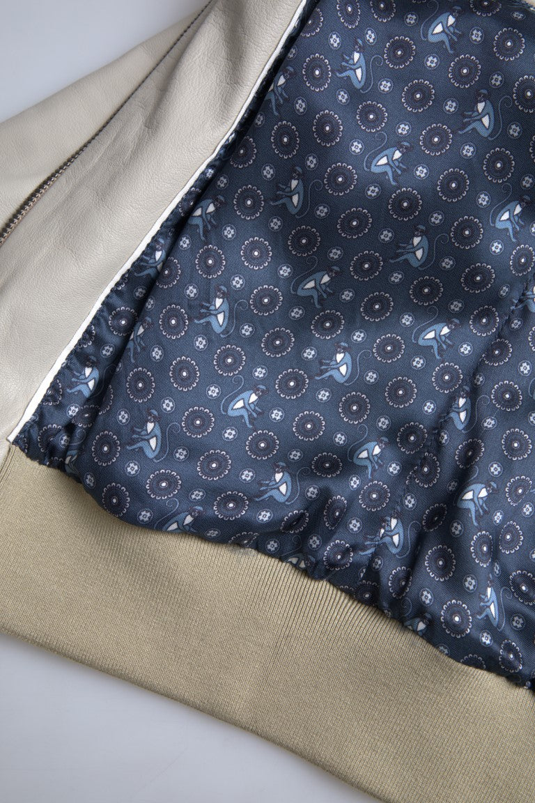 Chaqueta bomber de piel color crema de Dolce & Gabbana