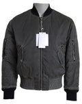 MM6 Maison Margiela Elegant Gray Bomber Jacket Full Zip Closure
