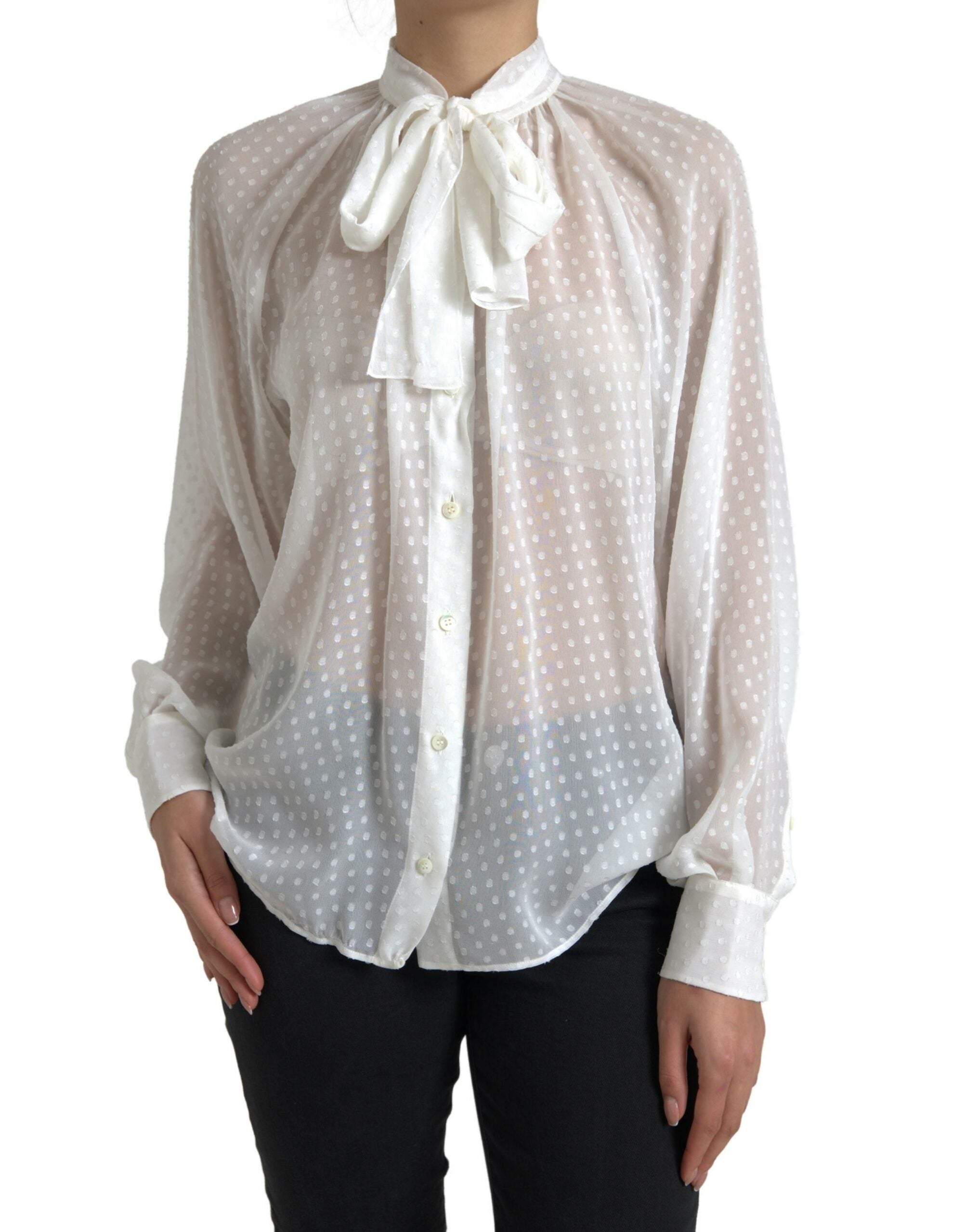 Dolce & Gabbana Elegante blusa semitransparente de seda con botones
