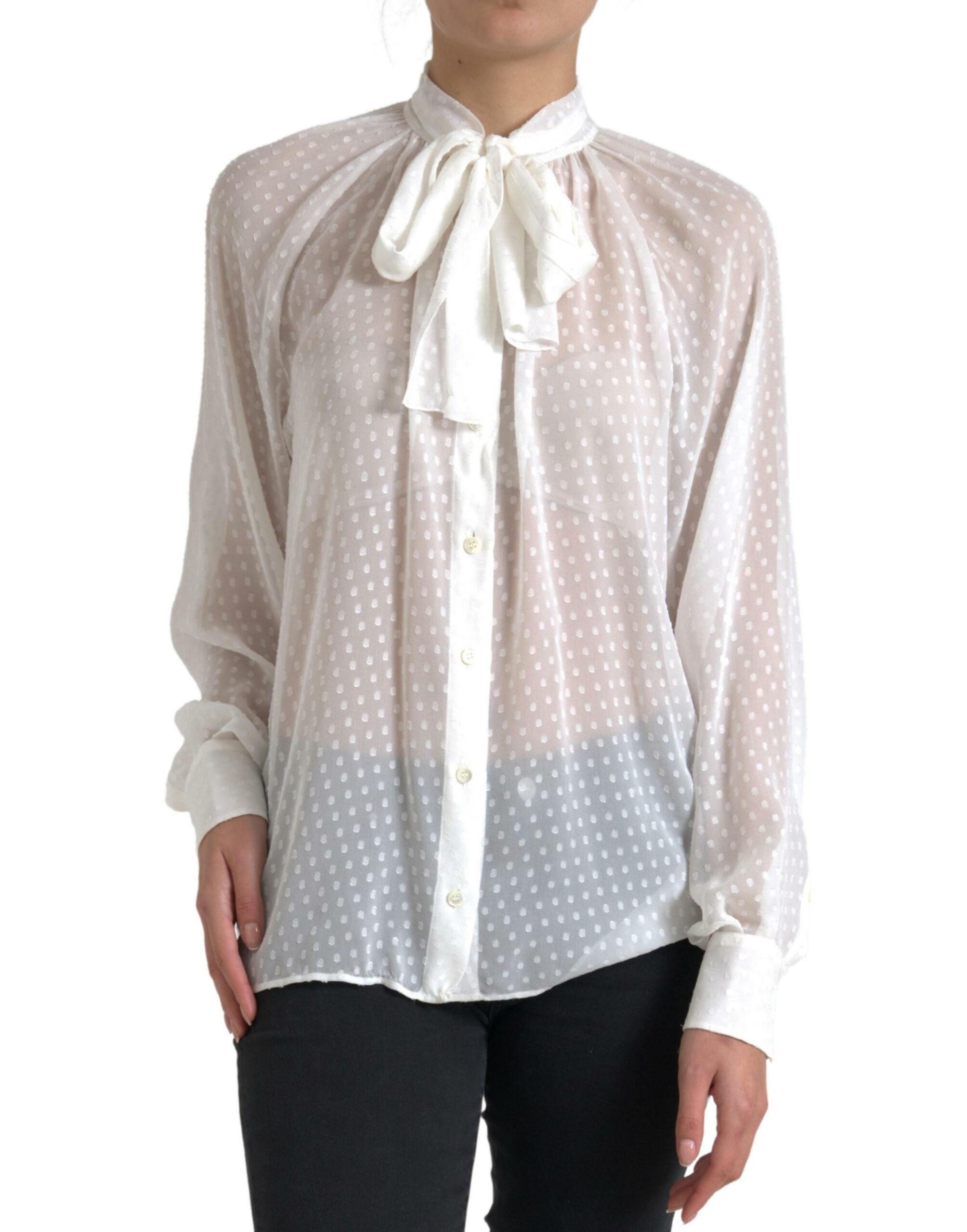Dolce & Gabbana Elegante blusa semitransparente de seda con botones