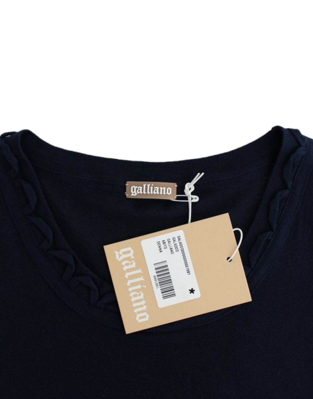 John Galliano Elegant Knee-Length Blue Cotton Dress