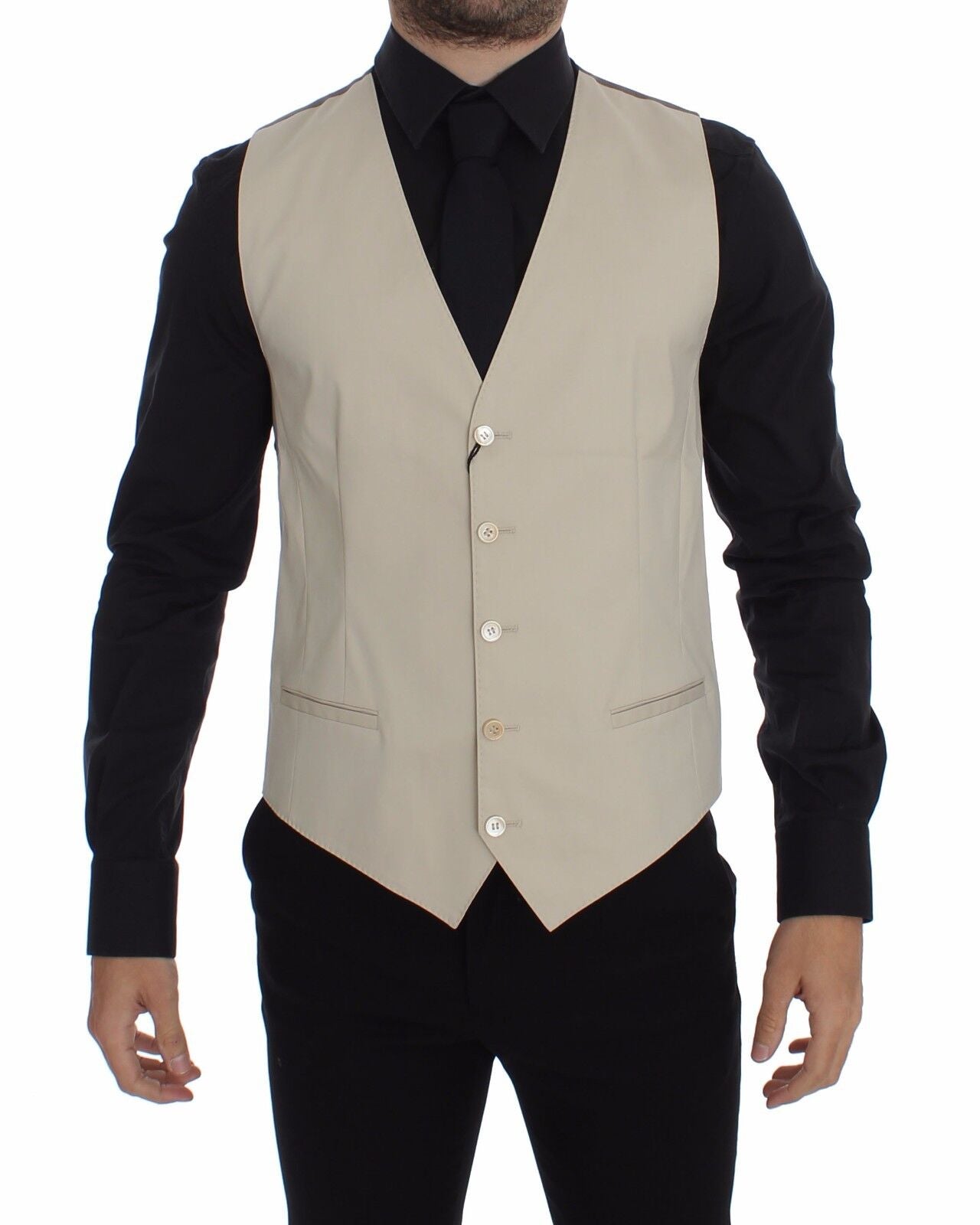 Chaleco elegante de Dolce & Gabbana de mezcla de algodón beige
