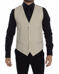 Dolce & Gabbana Elegant Beige Cotton Blend Dress Vest