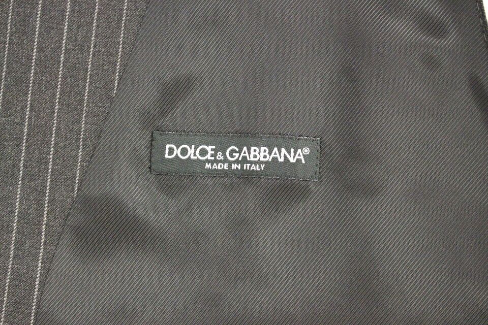 Chaleco de vestir de lana a rayas grises elegante Dolce & Gabbana