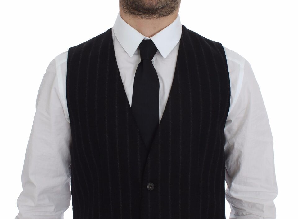 Chaleco de vestir Dolce & Gabbana elegante, negro a rayas, de botonadura sencilla