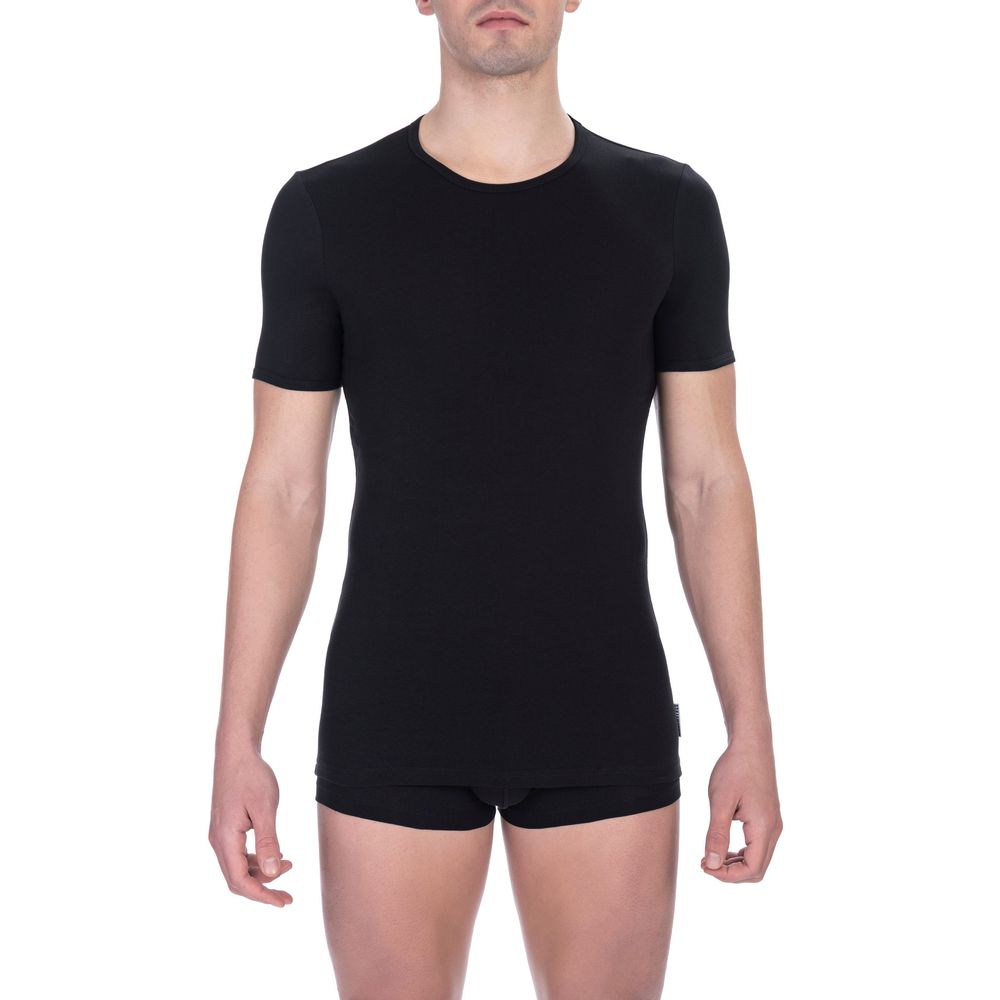 Camiseta de hombre de algodón negra Bikkembergs