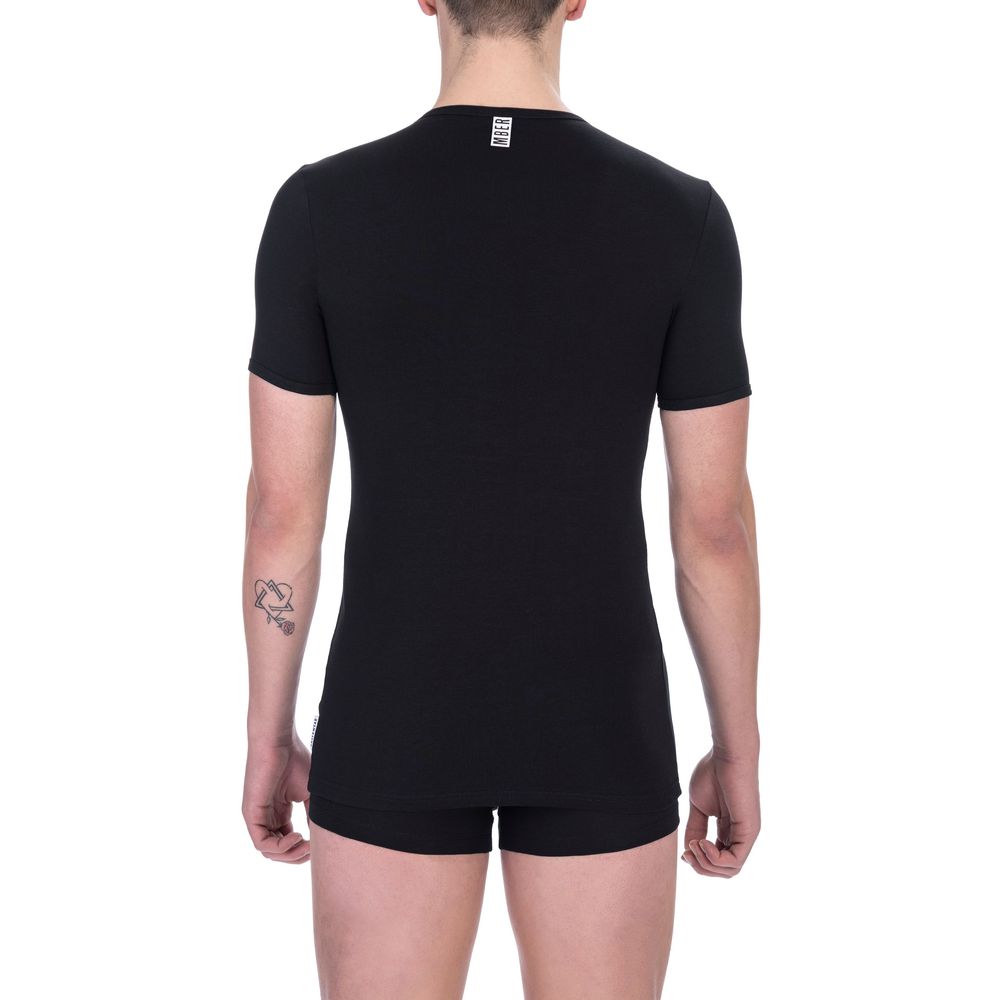 Camiseta de hombre de algodón negra Bikkembergs