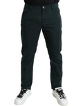 Dolce & Gabbana Elegantes Jeans Verdes de Algodón Ajustados