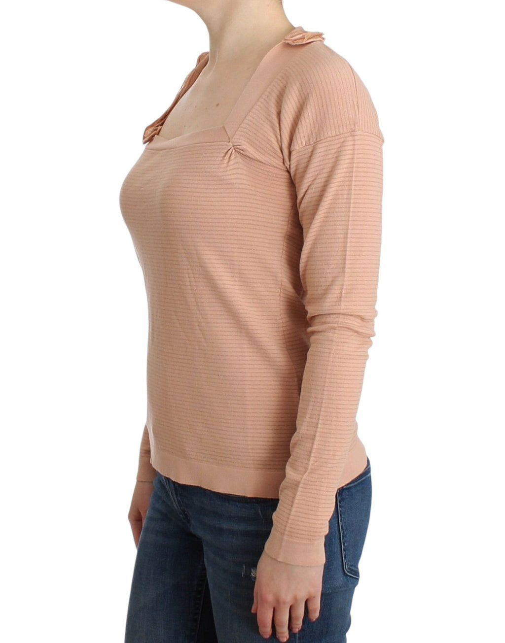 Ermanno Scervino Chic Striped Wool Blend Orange Sweater
