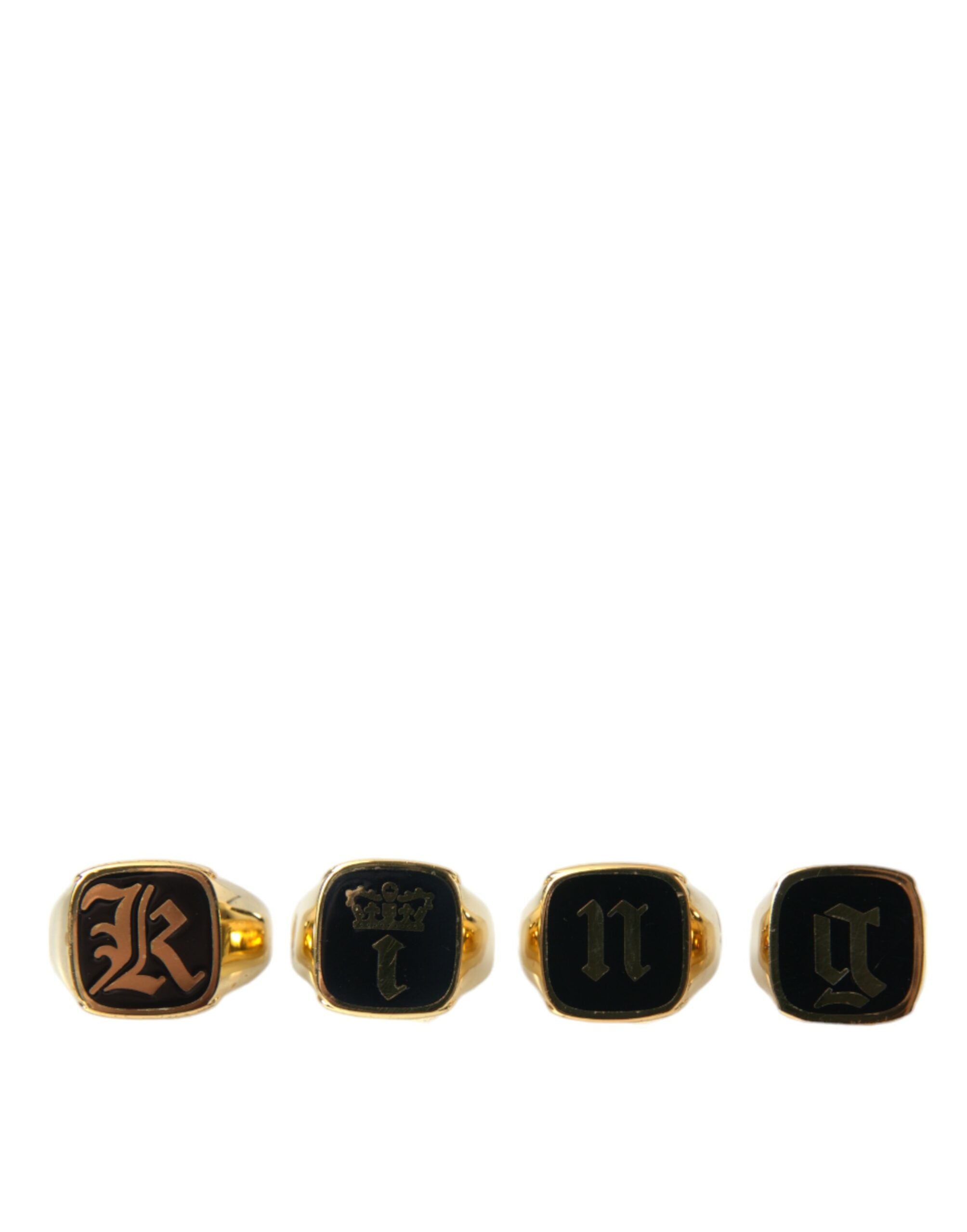 Anillo Dolce & Gabbana de latón dorado KING con esmalte, juego de 4