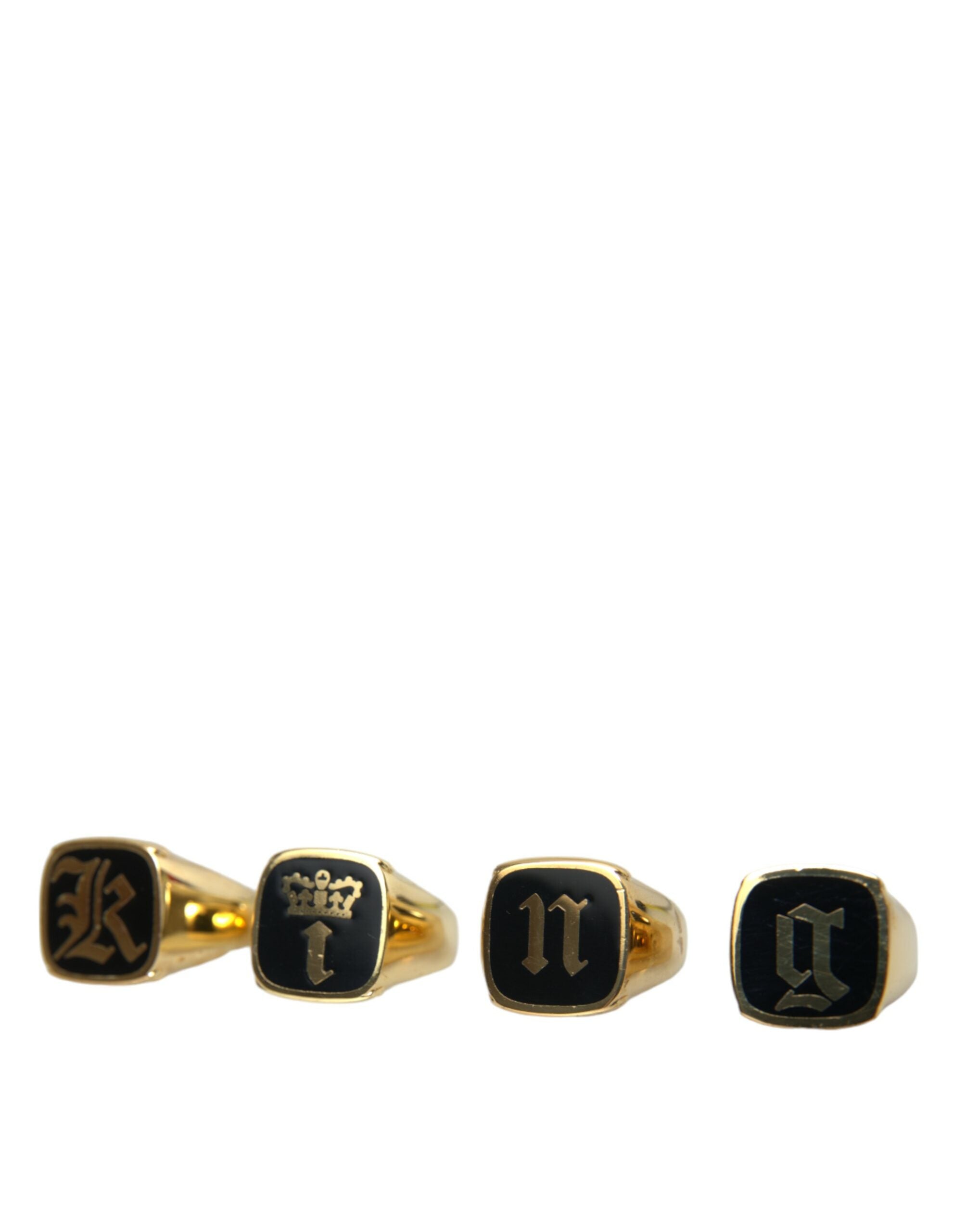Anillo Dolce & Gabbana de latón dorado KING con esmalte, juego de 4