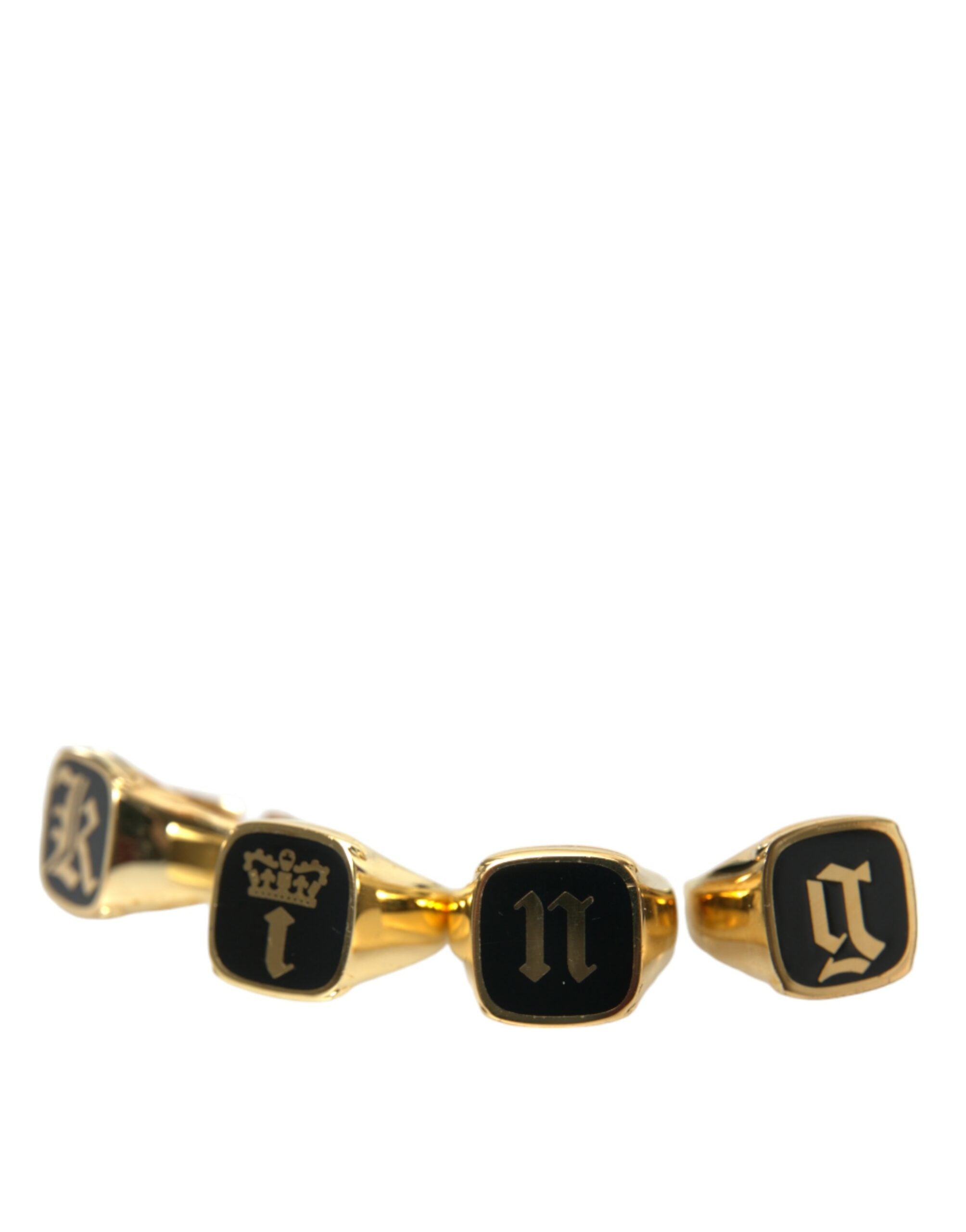 Anillo Dolce & Gabbana de latón dorado KING con esmalte, juego de 4