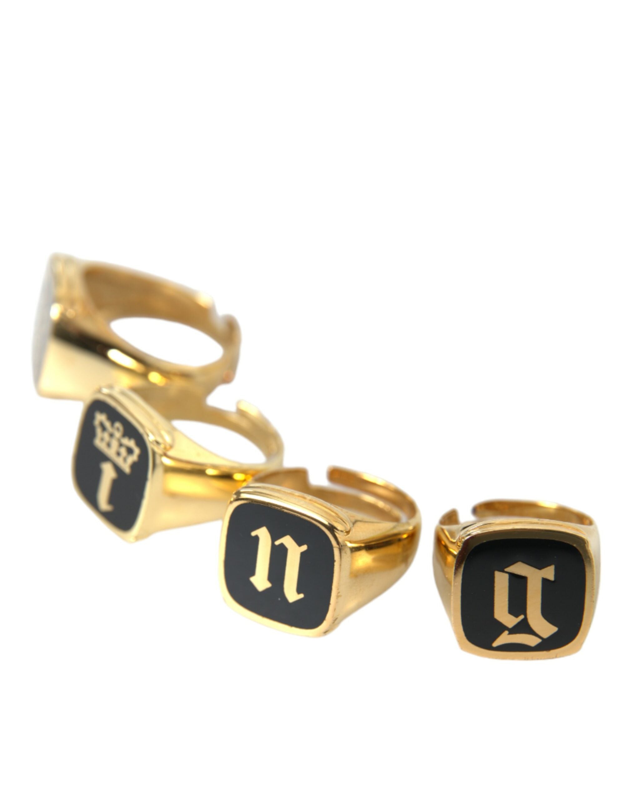 Anillo Dolce & Gabbana de latón dorado KING con esmalte, juego de 4
